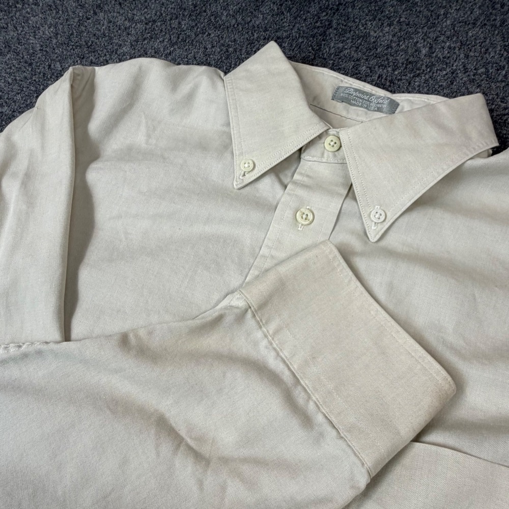 Stafford Executive Mens Pinpoint‎ Oxford Button Down Shirt Tan 16.5 33 USA Made